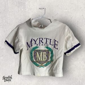 Surfival Kids Myrtle Beach Crop Top Shirt Small White Purple Summer Tee Girls